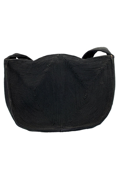 1940s Black Corded Bag