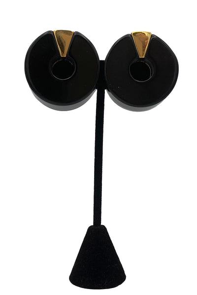 1980's Black and Gold Chunky Earrings