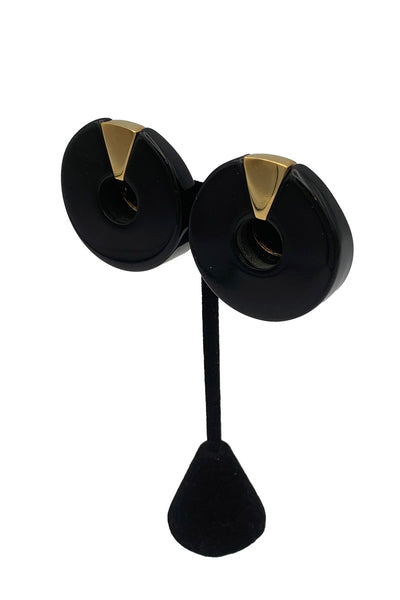 1980's Black and Gold Chunky Earrings