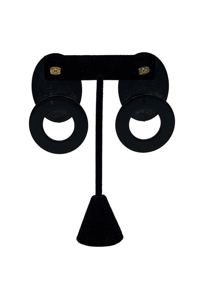 1980's Black, Red Egg Earrings