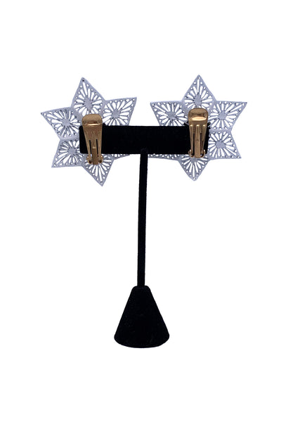 1960's Black and White Filigree Earrings