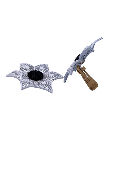 1960's Black and White Filigree Earrings