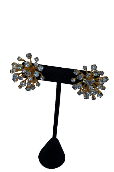 1960s Blue Rhinestone Sparkle Earrings