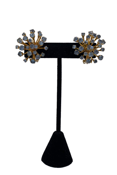 1960's Blue Rhinestone Sparkle Earrings