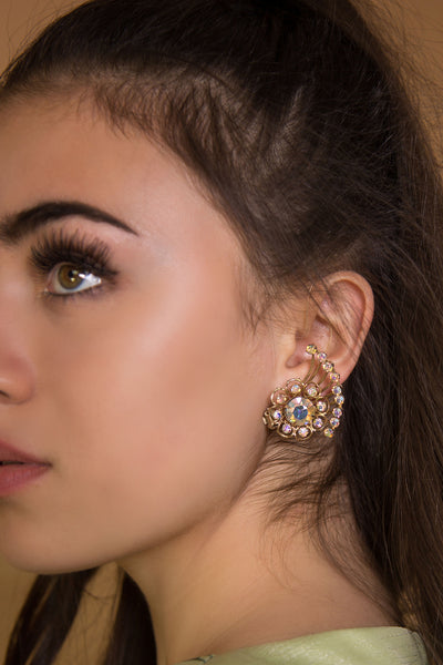 1960s Aurora Borealis Crawler Earrings