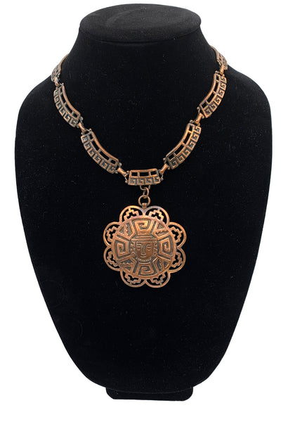 1960's Copper Aztec Medallion Necklace