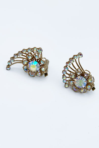 1960s Aurora Borealis Crawler Earrings