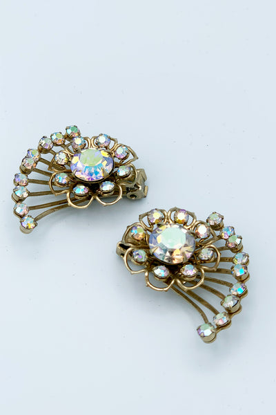 1960s Aurora Borealis Crawler Earrings