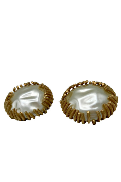 1960s Large Pearl Clip Earrings