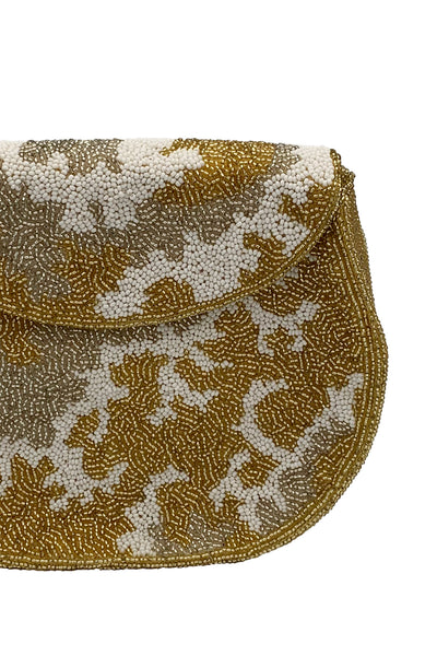 1960's Gold, Silver, and White Beaded Bag