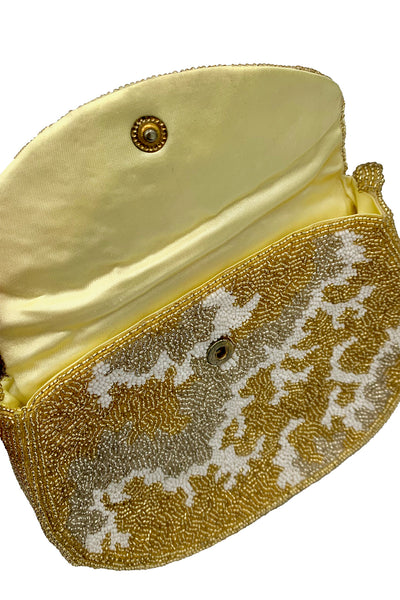 1960's Gold, Silver, and White Beaded Bag