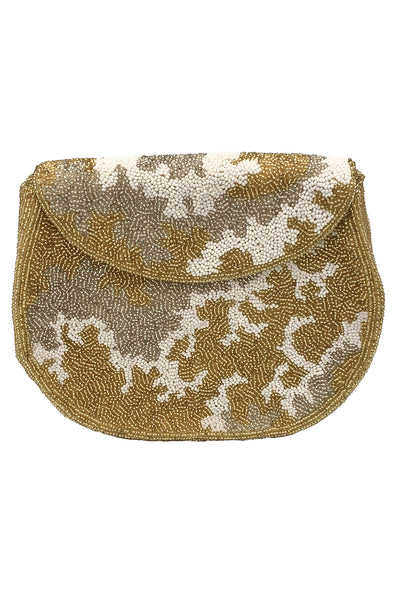 1960's Gold, Silver, and White Beaded Bag