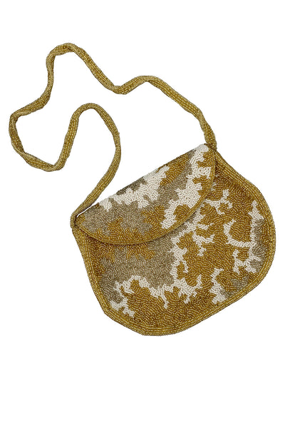 1960's Gold, Silver, and White Beaded Bag