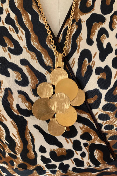 1970s Gold Dot Trifari Pendant Necklace