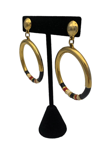 1970's Gold Enamel Hoops