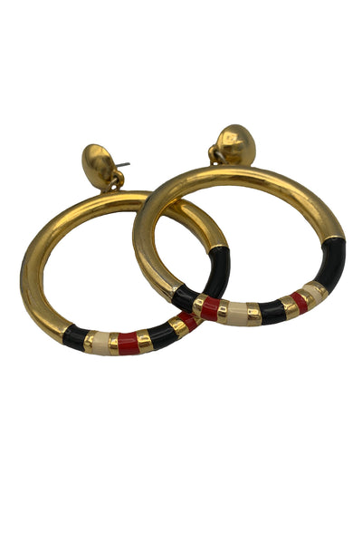 1970's Gold Enamel Hoops