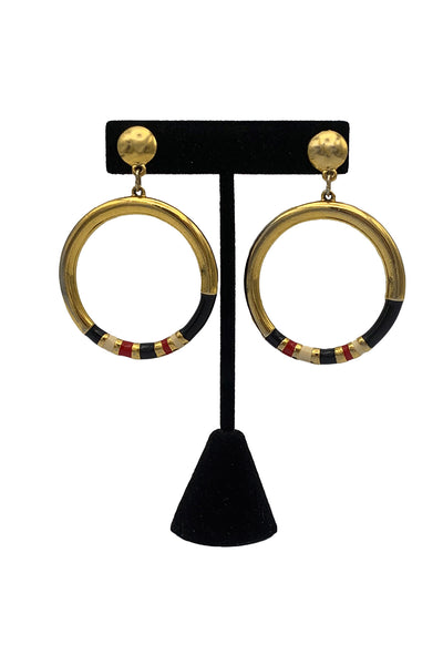 1970's Gold Enamel Hoops