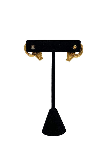 1980's Gold KJL Ram's Head Earrings