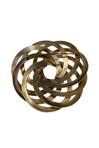 1960s Gold Tone Spiral Brooch and Earrings Set