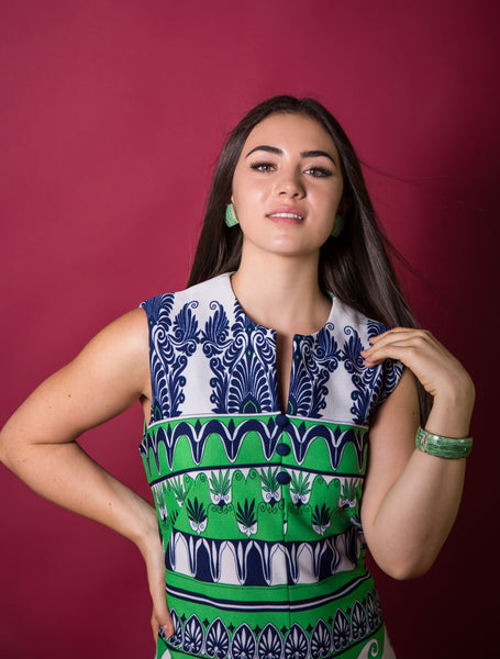 1960s Green and White Enamel Set