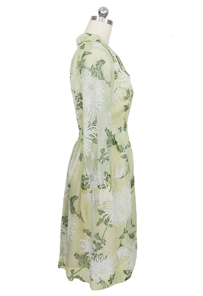 1970s Celery Green Shaheen Dress