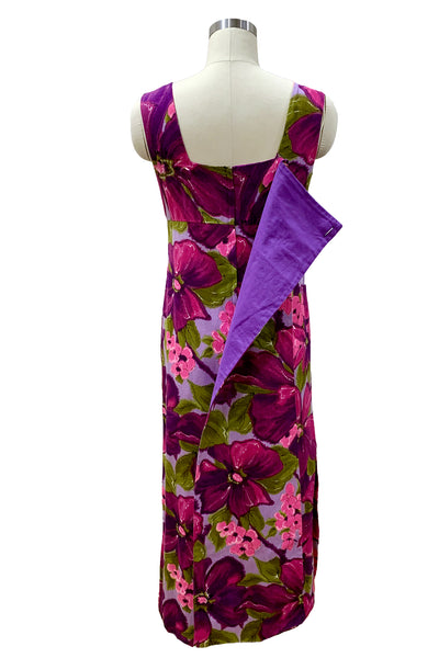 1960s Lavender Hawaiian Maxi Dress