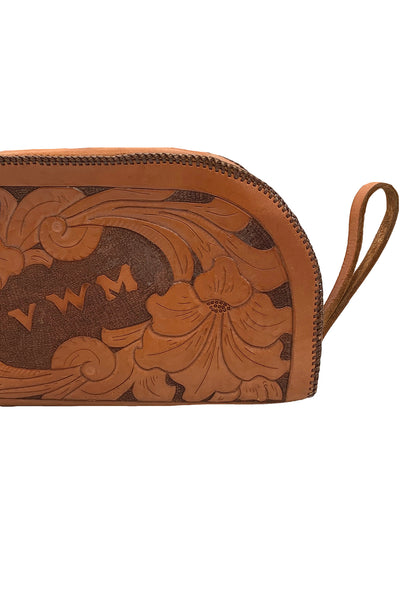 1950's Brown Leather Tooled Clutch