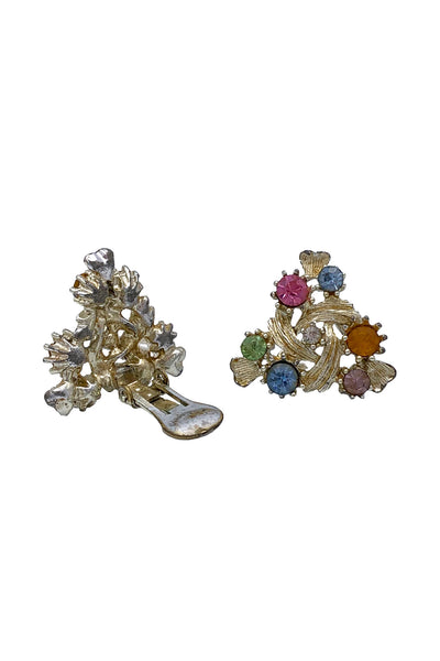 1960s Multi Color Rhinestone Earrings