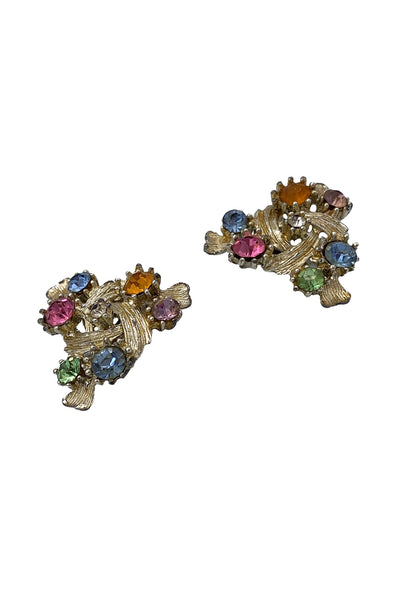 1960s Multi Color Rhinestone Earrings