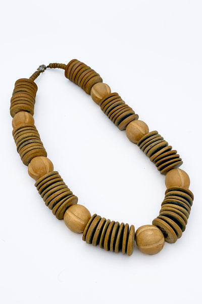 1970s Natural Wood Necklace