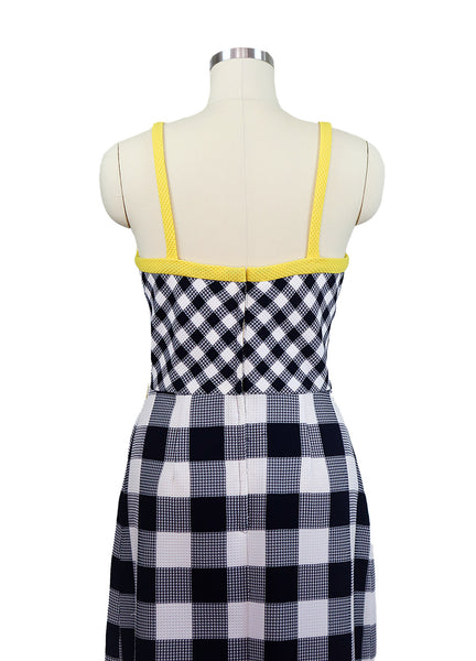 1970s Navy and White Seersucker Maxi