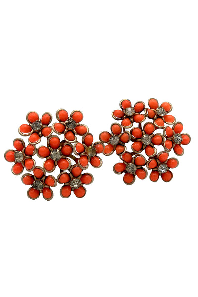 1960s Orange Floral Cluster Earrings
