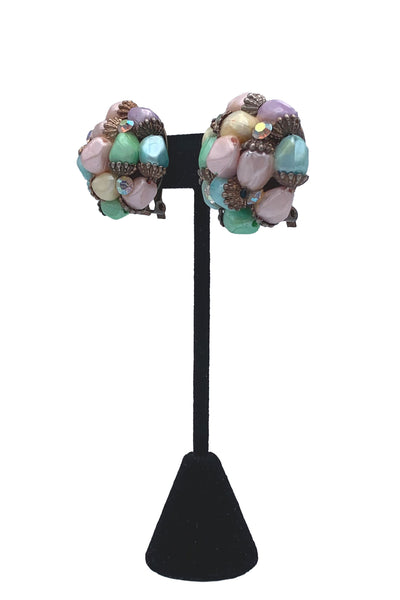 1960s Pastel Cluster Earrings