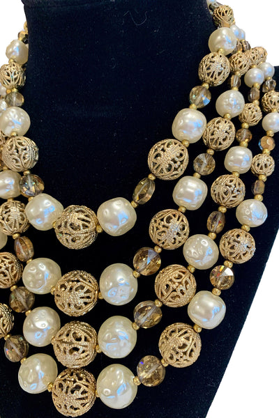 1960s Multi-Strand Faux Pearl Necklace