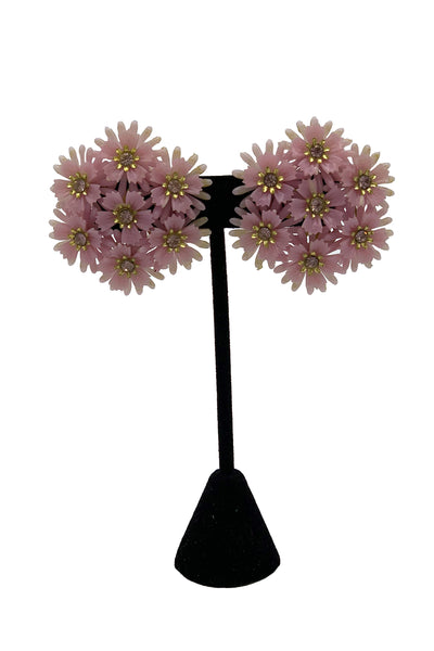 1960's Lavender Floral Cluster Earrings