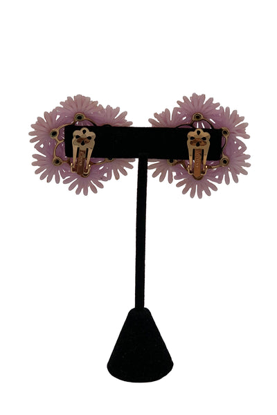 1960s Lavender Floral Cluster Earrings