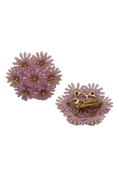 1960s Lavender Floral Cluster Earrings