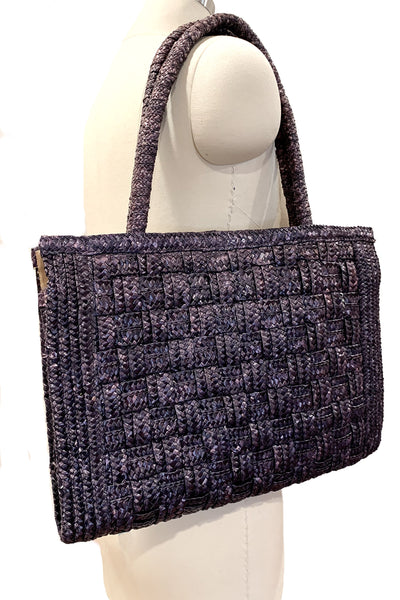 1980s Eggplant Purple Woven Bag