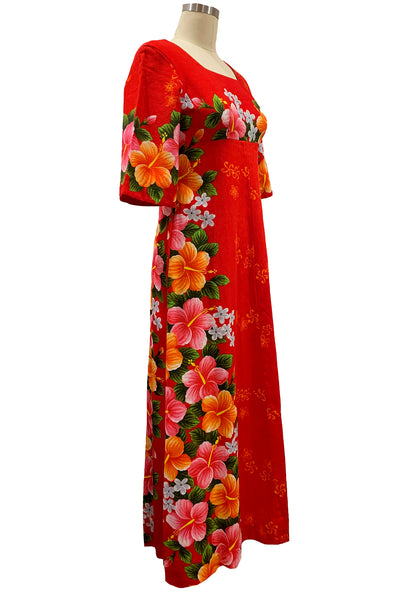 1960's Red Hawaiian Maxi Dress