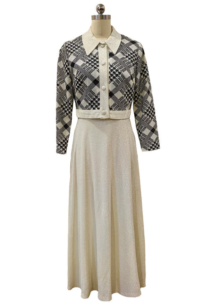 1970's Silver and Black Dress Set