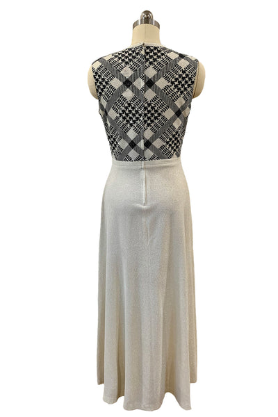 1970s Metallic Black and Silver Lamé Dress Set