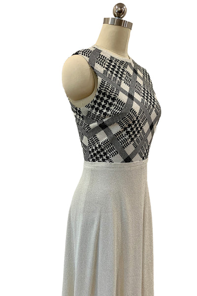 1970s Metallic Black and Silver Lamé Dress Set