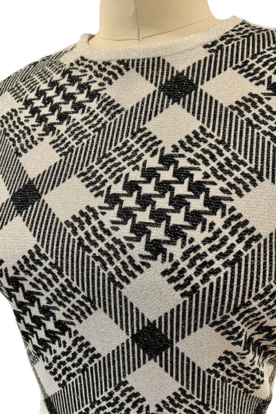 1970s Metallic Black and Silver Lamé Dress Set