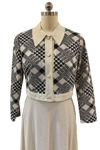 1970s Metallic Black and Silver Lamé Dress Set