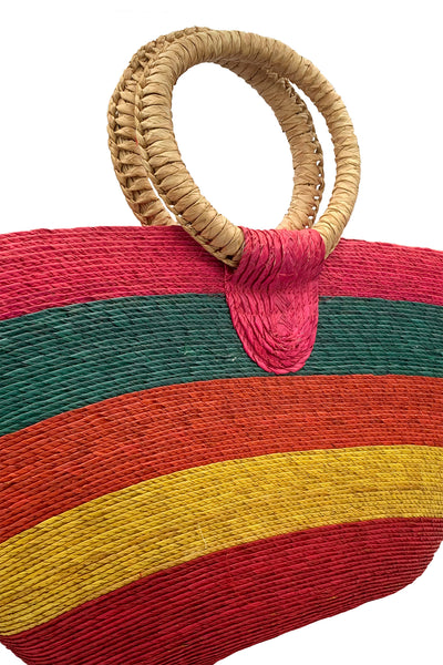 1980s Multi-Color Straw Bag