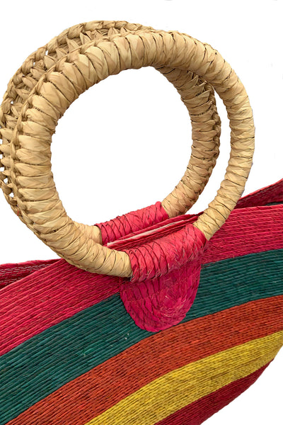 1980s Multi-Color Straw Bag