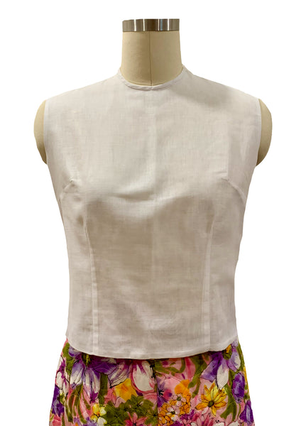1960s White Sleeveless Top
