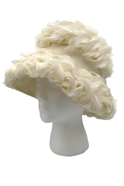 1950s White Feather Hat