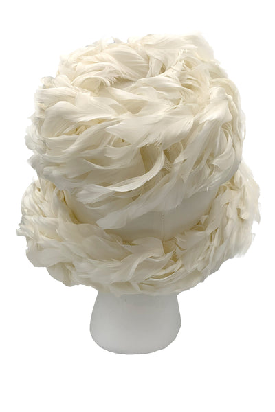 1950s White Feather Hat