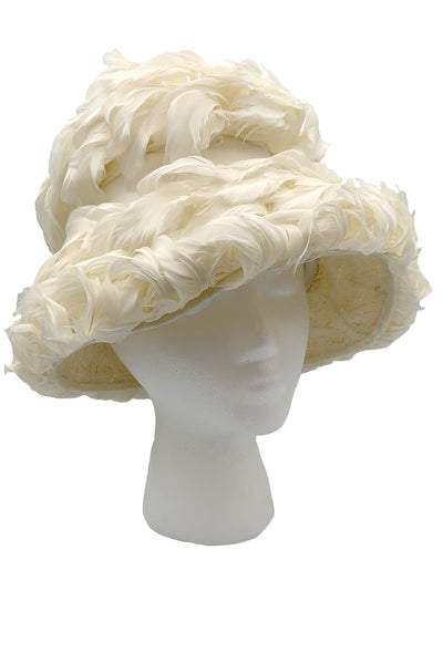 1950s White Feather Hat